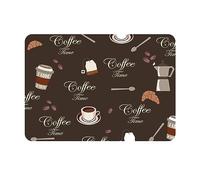 Eowppue Coffee-Design Draining Mat, 16''x 12'' Soft Silica Super Absorbent Quick-Dry Pad for Espresso Machines, Anti-Stain Bar Counter & Kitchen Dish Protector - Stylish Coffee Print
