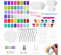 Eowppue Craft Kits for Kids - Shell Painting & Air Dry Clay Set with 12 Shells, 48 Colours, Tools & Keyring Accessories - DIY Art & Craft Activity Gift for Children, Boys & Girls Aged 5+