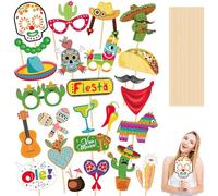 Eowppue Mexican Party Decorations - 50PCS Mexico Fiesta Photo Prop, Mexican Carnival Party Decoration Supplies for May Day, Photo Booth Fun & Themed Events