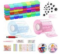 Eowppue Nano Tape Kit for Kids - DIY Bubble Tape Craft Set with 2 Rolls, Balloon Pump, Stickers, Clay, Glitter & Tools - Creative Gift Set for Boys & Girls Ages 5+ for Art Projects & Party Fun