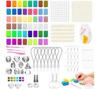 Eowppue Ultra Light Modeling Clay - 48 Colours Craft Clay Set with Tools, Cutters, Beads & Hooks - Oven-Bake Polymer Clay for Jewellery Making and DIY Earrings