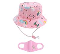 EOWVISN 1 Children'S Sun Protection Hat And 1 Pink Sun Protection Mask, Summer Wide-Brimmed Sun Hat, Outdoor Sun Protection Hat, Breathable And Comfortable Hat.