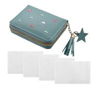 EOWVISN 1 Love Wallet & 4 Card Holders, Cute Women's Blue Polyurethane & PVC Waterproof & Dustproof Card Holder
