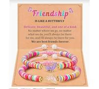 EOWVISN 1 Pair of Butterfly Friendship Bracelets and 2 Keychains, Colorful Eye-Catching Bracelets, Cute Backpack Decoration Pendants, Girlfriends and Sisters Friendship Commemorative Gifts.