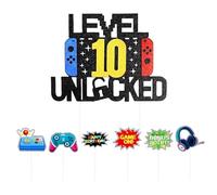 EOWVISN 1 Piece Of 10-Year-Old Cake Inserts And 6 Pieces Of Game Themed Inserts, Creative Cake Inserts, Cake Decorations, Party Supplies, Cake Accessories