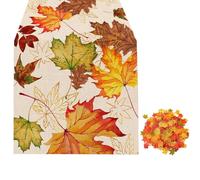 EOWVISN 1 Piece Of Maple Leaf Tablecloth, 50 Pieces Of Maple Leaves, Autumn Theme, Waterproof And Oil-Proof Material, Suitable For All Kinds Of Dining Tables, Suitable For Family And Party Use.