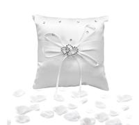 EOWVISN 1 Piece Of White Ring Pillow, 200 Pieces Of White Petal Decoration, Square Double-Heart Ring Pillow, Simulation Throwing Petals, Wedding Room Decoration Supplies.