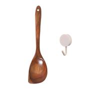 EOWVISN 1 Piece Wooden Spoon And 1 Piece White Hook, Long Handle Spoon, Simple And Durable Kitchenware, Mixing Tools, Cooking Accessories.
