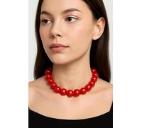 EOWVISN 1 Red Pearl Necklace And 1 Pair Of Earrings, Exaggerated Round Bead Shape, Retro Clothing Accessories, Party Character Dress Up, Shape Embellishment Accessories.