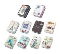 EOWVISN 10 Pieces Of Creative Rectangular Iron Box, Cartoon Card Storage Box, Portable Storage Box, Suitable For Storing Jewelry, Coins, And Cash.