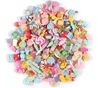 EOWVISN 100 Pieces Of Resin Candy Decorations, Cute Lollipop Decorations, Diy Handmade Material Packs, And Shapes.
