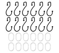 EOWVISN 12 Pieces S-Shaped Shower Curtain Hooks, 12 Pieces C-Shaped Opening Curtain Rings, Sliding Shower Hooks, Multifunctional Coat Hooks, Suitable For Bathroom, Bedroom, Balcony