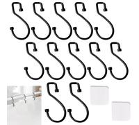 EOWVISN 12 Pieces Shower Curtain Hooks And 2 Pieces Shower Curtain Clips, S-Shaped Hooks, Curtain Hooks, Clothing Hooks, Multifunctional Metal Hooks, Home Accessories