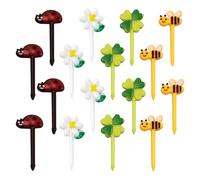 EOWVISN 16 Pieces Multicolor Fruit Forks, Polypropylene Material, 4*1.5Cm, Cute Cartoon Design, Reusable