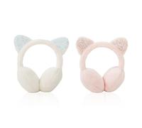 EOWVISN 2 Cat Ear Earmuffs, Soft Lining, Adjustable Head Circumference, Essential For Warmth In Winter, Cute Styling Accessories.