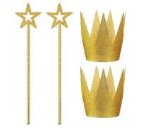 EOWVISN 2 Crowns And 2 Five-Pointed Star Sticks, Children'S Performance Props, Fun Magic Wand Set, Suitable For Birthday Parties, Cosplay Scenes.