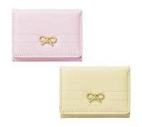 EOWVISN 2 Cute Wallets, Girls' Bow Wallet, Multi-Card, Pink & Yellow, Soft PU Material, Waterproof, Gift for Girls