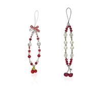 EOWVISN 2 Mobile Phone Hanging Chains, Cherry-Shaped Mobile Phone Decorative Ropes, Cute Pendants In Red And White Colors, Sweet Style Mobile Phone Accessories.