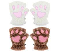 EOWVISN 2 Pairs Of Half-Finger Cat Claw Gloves, Warm And Cold-Proof In Autumn And Winter, Soft, Comfortable And Skin-Friendly, Suitable For Students' Daily Writing Scenes.