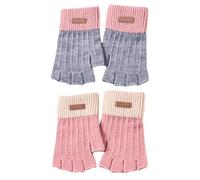 EOWVISN 2 Pairs Of Half-Finger Gloves, Women'S Fingerless Gloves, Fingerless Gloves, Winter Warm Gloves, Thickened Cold-Proof Knitted Gloves, Suitable For Riding And Writing
