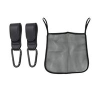EOWVISN 2 Pairs of Hooks, 1 Mesh Bag, Cart Seat Hook, Black Simple, Shopping Hanging Props, Outdoor Lightweight Bag, Cart Accessories.