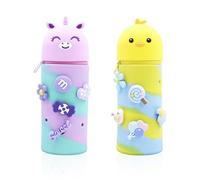 EOWVISN 2-Piece Cartoon Pen Holder, Cute Student Pencil Bag, Stationery Supplies, Convenient Storage Stationery Bag.