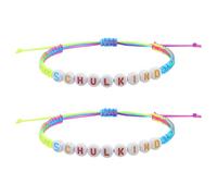 EOWVISN 2 Pieces Letter Braided Bracelets, Colorful Bracelets, Party Bracelets, Kids Bracelets, Friendship Bracelets, Bracelet Decorations, Adjustable Bracelets