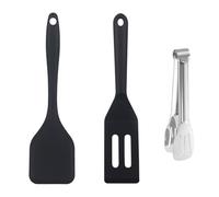 EOWVISN 2 Pieces Mini Silicone Spatula And 1 Piece Cooking Clip, Anti-Stick Silicone Spatula, Kitchen Cooking Tools, Small High Temperature Resistant Spatula (Black).