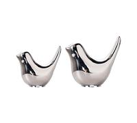 EOWVISN 2 Pieces Of Bird Statues, Ceramic Bird Sculptures, Silver Decorative Statues, Modern Home Decorations, Animal Shaped Ornaments, Suitable For Living Room, Bedroom, Office Desk Cabinet