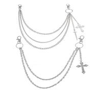 EOWVISN 2 Pieces of Cross Trouser Chain, Multi-Layered Wearing Chain, Gothic Style Fashion All-Match, Suitable for Jeans, Skirt Decoration.