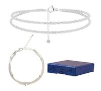 EOWVISN 2 Pieces of Double-Layered Stacking Bracelets and 1 Piece of Jewelry Box, Fashionable and Simple Accessories, Adjustable Bracelets, Elegant Bracelets for Women