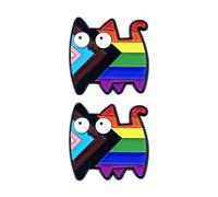 EOWVISN 2 Pieces of Rainbow Cat Badge, Cartoon Animal Badge, Colorful Decorative Pins, Fashion Accessories, Suitable for Backpacks, Clothing, Hats.