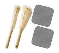 EOWVISN 2 Pieces Of Wooden Long-Hand Bottle Brushes And 2 Absorbent Rags, Environmentally Friendly And Durable Design, Kitchen Cleaning Tools, Suitable For Cleaning Water Cups And Wine Glasses.