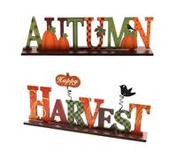 EOWVISN 2 Pieces Of Wooden Ornaments, Harvest Signs, Table Decorations, Fall Decorations, Holiday Party Decorations