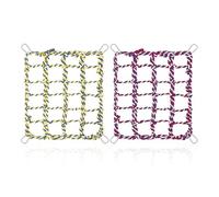 EOWVISN 2 Pieces Of Woven Climbing Net With 4 Silver Hooks, Hanging Rope Net, Pet Hammock, Pet Toys, Pet House Accessories.