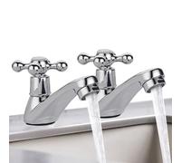 EOWVISN 2 Pieces Traditional Bathroom Faucets, Chrome, Silver, Victorian Style, Matte Silver