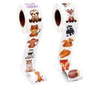 EOWVISN 2 Rolls Of Animal Series Stickers, Toy Stickers, Self-Adhesive Stickers, Decorative Gift Box Stickers, Creative Animal Stickers