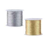 EOWVISN 2 Rolls Of Glitter Rope, 0.4Mm Craft Wire, Metal Wire, Jewelry Wire, Gift Ribbon Wire, Decorative Wire, Diy Hand Braided Rope