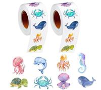 EOWVISN 2 Rolls Of Undersea Animal Stickers, Creative Undersea Patterns, For Children, Waterproof And Tear-Proof Stickers, Stickers For Decorative Items, And Daily Items Decoration.