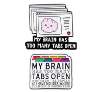 EOWVISN 2 ”The Brain Opens Too Many Labels Fun and Funny Brooches, Creative Badge Pins, Schoolbags, Backpacks, Hats, Decorations, Student Office Supplies, Decompression Gadgets.
