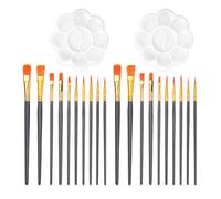 EOWVISN 20 Pieces Of Painting Brush And 2 Pieces Of Plastic Palette, Painting Tools, Diy Craft Accessories, Pigment Applicator.