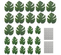 EOWVISN 24 Pieces Artificial Palm Leaves With Polka Dot Glue Artificial Leaves, Artificial Leaves For Decoration, Hawaiian Party Decorations, Tropical Theme Decorations