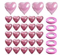EOWVISN 29 Pieces Of Love Balloons, 5 Pieces Of Balloon Ribbons, 18-Inch Pink Heart-Shaped Balloons, 10-Inch Red Heart-Shaped Balloons, Suitable For Couples, Weddings, And Valentine'S Day