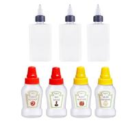 EOWVISN 3 Pieces 100Ml Oil Bottle And 4 Pieces Sauce Bottle, Multi-Function Liquid Dispensing Bottle, Mini Seasoning Bottle, Portable Squeeze Bottle, Kitchen Tools.