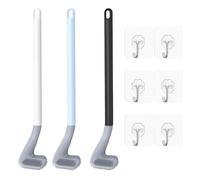 EOWVISN 3 Pieces Toilet Brushes And 6 Pieces Clear Hooks, Long Handle Toilet Brush, Silicone Toilet Brush, Toilet Cleaning Brush, Crevice Cleaning Brush, Toilet Accessories