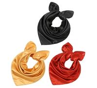 EOWVISN 3 Pieces Women's Square Scarf, Solid Color, Light Silk, Imitation Silk Satin, Chiffon, Satin, Clothing Decoration