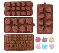 EOWVISN 4 Pieces Chocolate Molds, Gummy Bear Molds, Sugar Cube Cookie Molds, Non-Stick Silicone Molds, DIY Kitchen Baking Molds, Animal Shaped Ice Cube Trays, Silicone Ice Trays