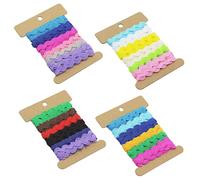 EOWVISN 4 Pieces Of Colorful Wavy Ribbons, 5Mm Curved Edge Ribbons, Decorative Ribbons For Sewing, S-Shaped Fabric Lace, Lace Clothing Accessories, Suitable For Clothing And Gift Packaging