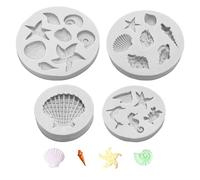 EOWVISN 4 Pieces Of Marine Series Silicone Mold, Chocolate Mold, Handmade Silicone Mold, Fondant Mold, Diy Cake Mold, Clay Mold.