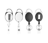 EOWVISN 4 Pieces Of Oval Retractable Keychain, With Card Holder, Id Buckle, Sturdy Key Ring, Suitable For Keys, Id Card Holder (Black, White).